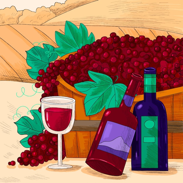 Met de hand getekende fiesta de la vendimia illustratie