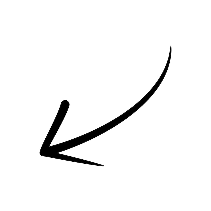 Vector met de hand getekende gebogen pijl naar links