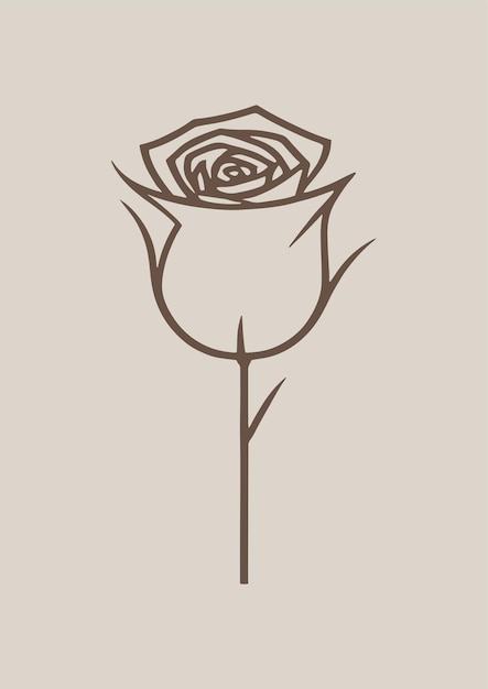 Met de hand getekende illustratie van een enkele roos