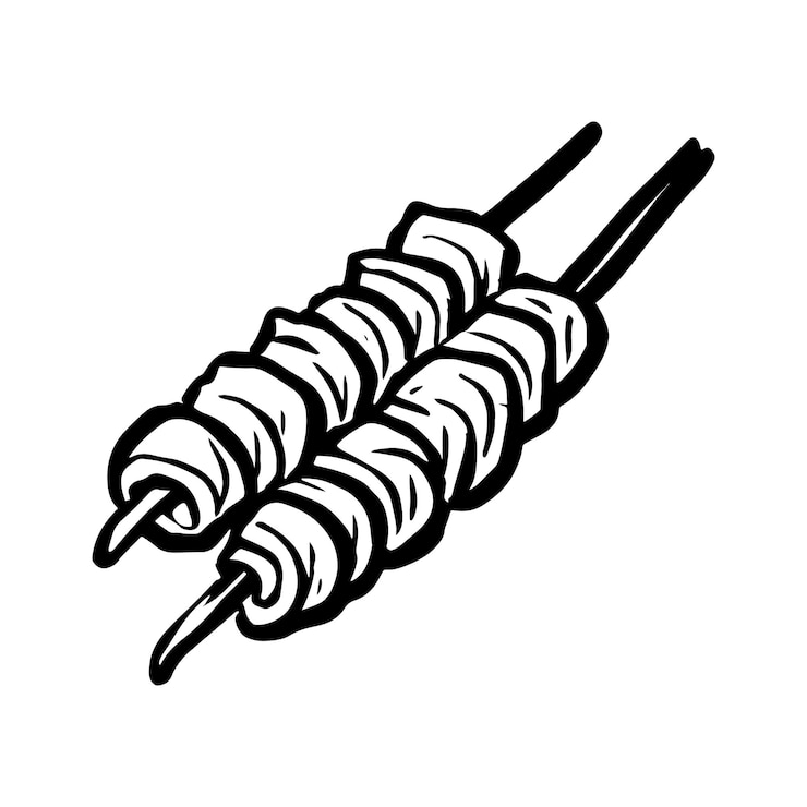 Vector met de hand getekende illustratie van satay
