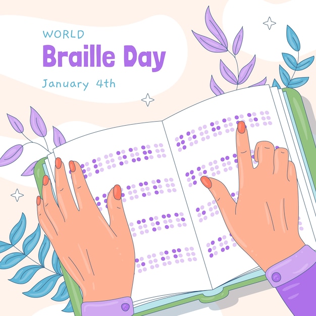 Vector met de hand getekende illustratie voor de wereld braille dag