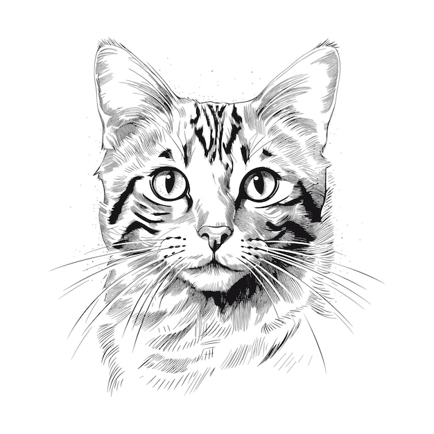 Met de hand getekende kattenvectorillustratie