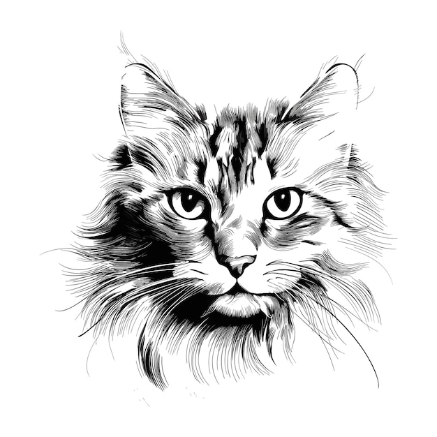 Met de hand getekende kattenvectorillustratie