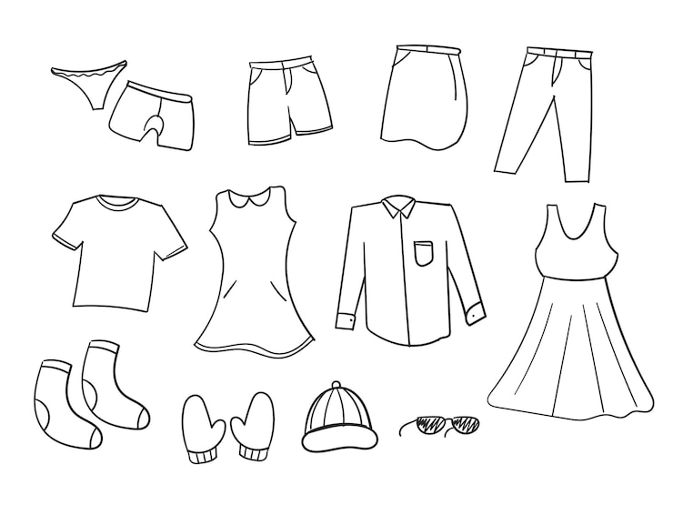 Vector met de hand getekende kleren doodle set vector met de hand getekend