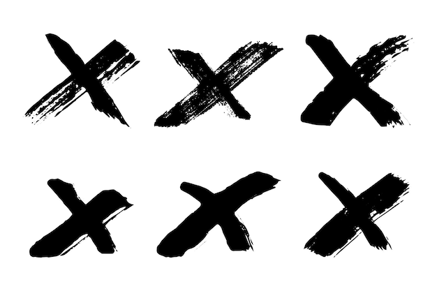 Met de hand getekende kruismarkering doodle set Marker verkeerd teken clipart Inkt scribble checkbox Eenvoudig element