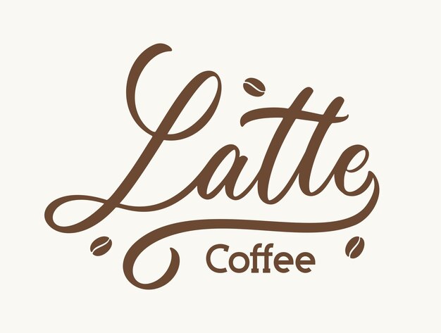 Vector met de hand getekende lettering van latte koffie