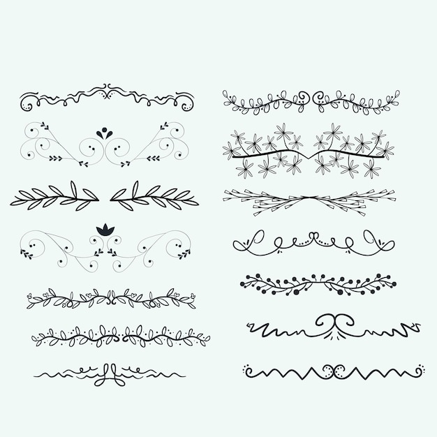 Met de hand getekende lijn grens frame vector ontwerp element set sjabloon voor uitnodiging of groetekaartje