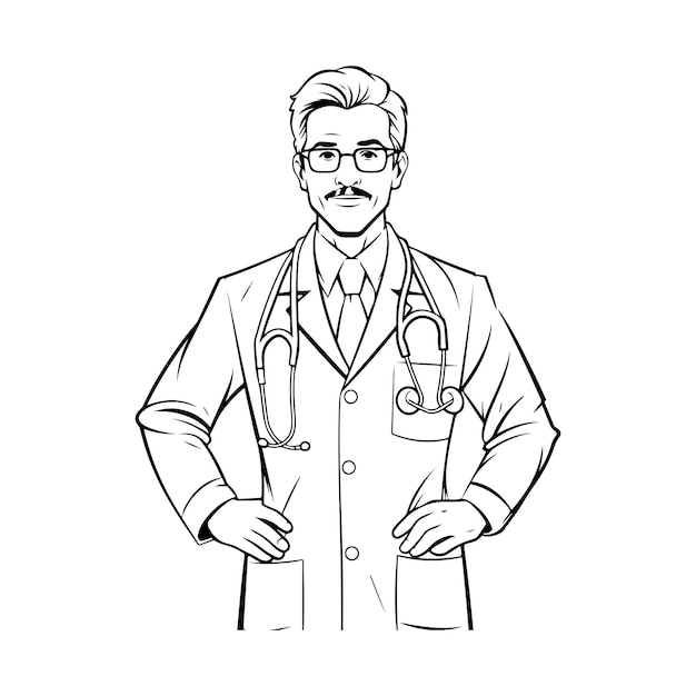 Vector met de hand getekende medische man schets schets illustratie