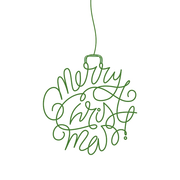 Met de hand getekende Merry Christmas lettering in een boom bal ornament stijl