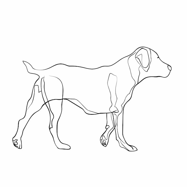 Vector met de hand getekende omtrek van een wandelende hond