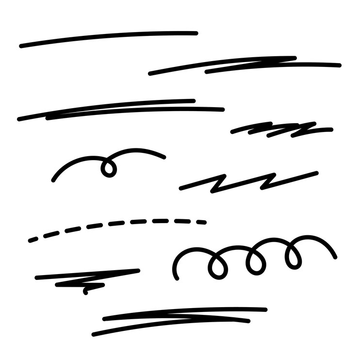 Met de hand getekende onderstreepte icoon set Doodle vector illustratie