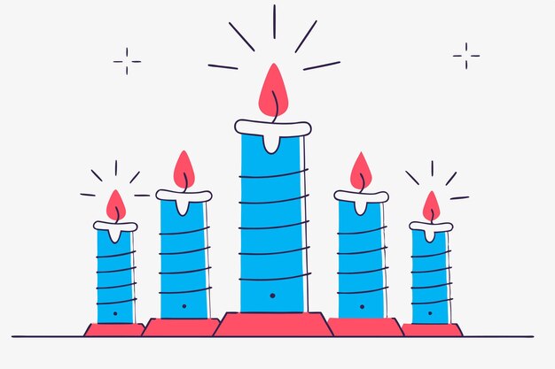 Met de hand getekende paarse avondkaars illustratie vector op witte achtergrond
