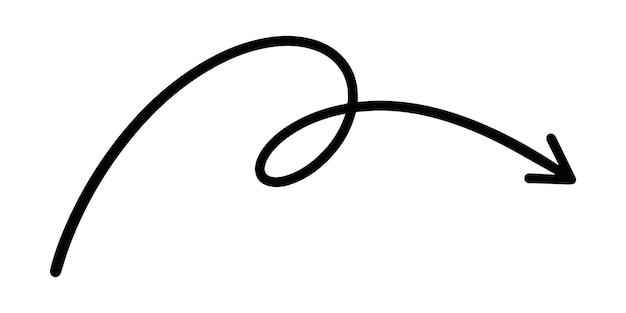 Met de hand getekende pijl Icon curve arrow Icon mark point