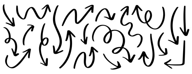Met de hand getekende pijl vector iconen set Zwarte doodle schets pijl voor bedrijfsplan en onderwijs elementen