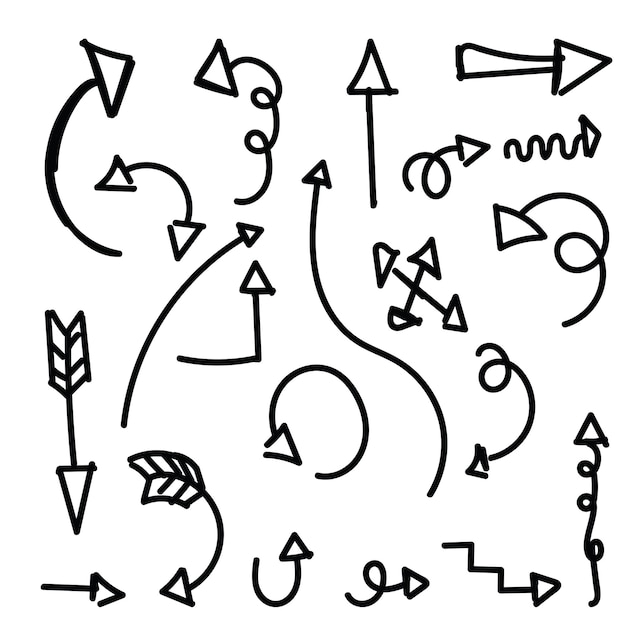 Met de hand getekende pijlen vector set