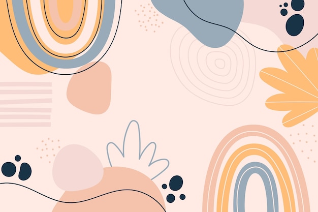 Met de hand getekende platte abstracte vormen achtergrond