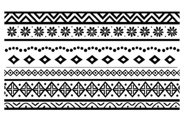 met de hand getekende rand Etnisch voor stofpatronen vectorillustratie