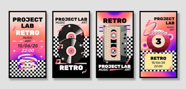 Met de hand getekende retro maximalisme instagram story sjabloon