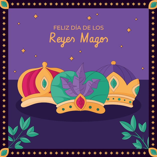 Met de hand getekende Reyes Magos illustratie