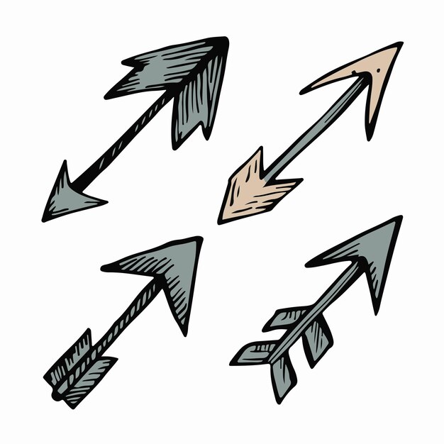 Met de hand getekende schets pijlen vorm set Vector illustratie