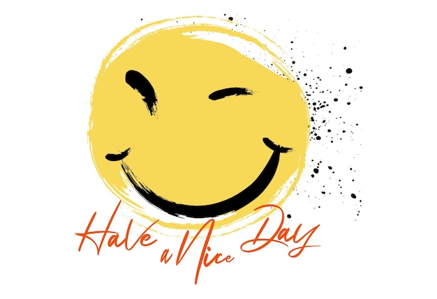 Vector met de hand getekende smiley-gezicht illustratie afdruk met slogan glimlach icoon slogan smiley emoji illustratie