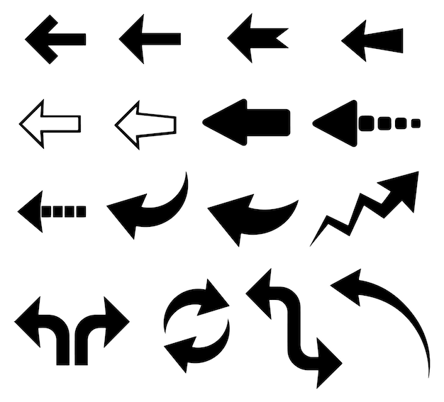 Met de hand getekende vector tekening pijlvorm Zwart-wit schets doorzichtige achtergrond