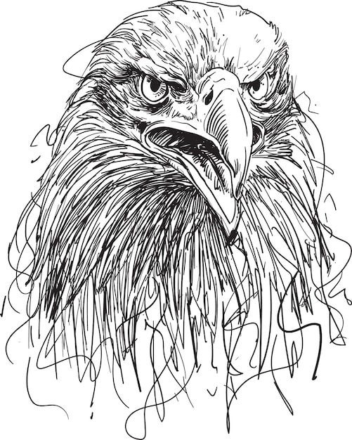 Vector met de hand getekende vectorillustratie van eagle head