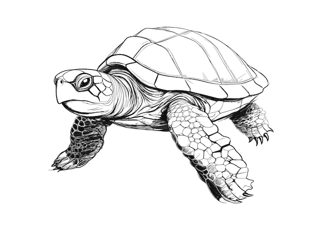 Met de hand getekende vectorillustratie van een schildpad