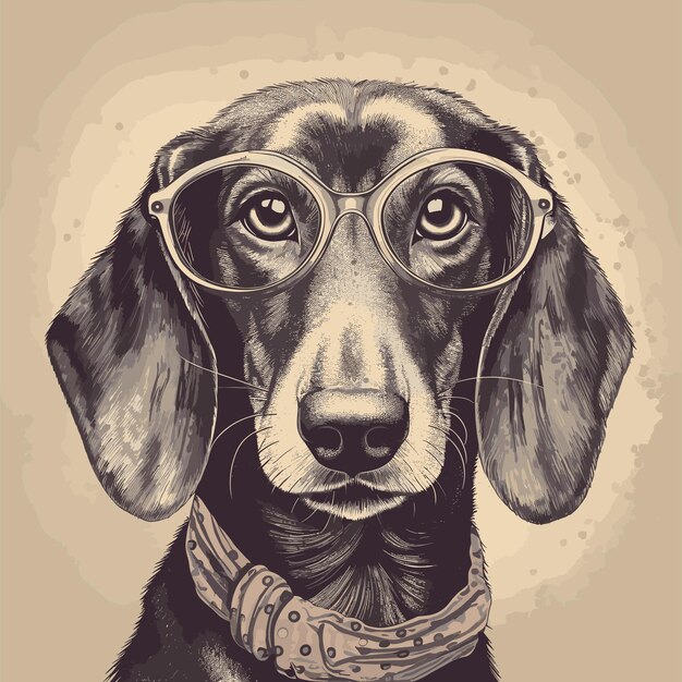 Vector met de hand getekende vintage hond illustratie retro t-shirt ontwerp