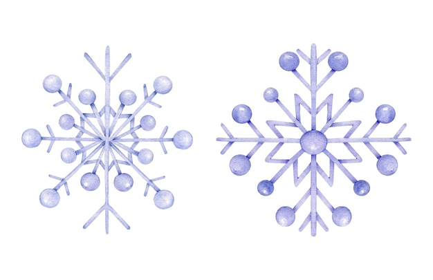 Vector met de hand getekende waterverfcollectie van sneeuwvlokken
