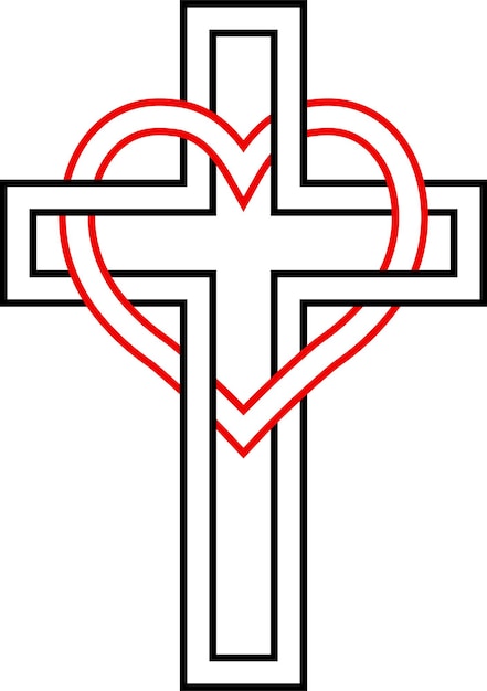 Met elkaar verweven hart Christelijk kruissymbool aith liefde God