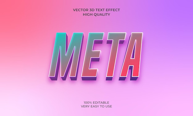 Vector meta 3d text effect editable