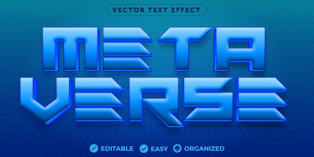 벡터 meta verse text effect완전히 편집 가능한 글꼴 텍스트 효과