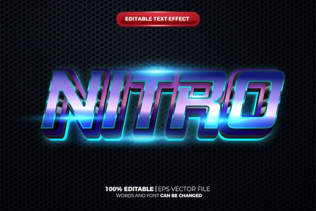 Metaal nitro blauwe gloed filmisch 3D bewerkbaar teksteffect