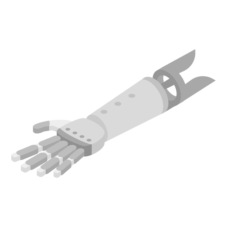 Vector metal artificial limb hand icon isometric of metal artificial limb hand vector icon for web design isolated on white background