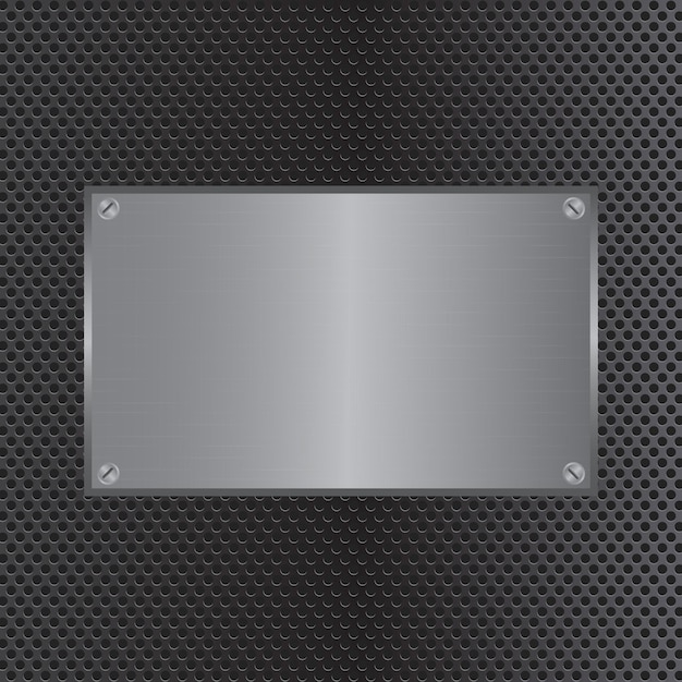 Vector metal background with plate and screws