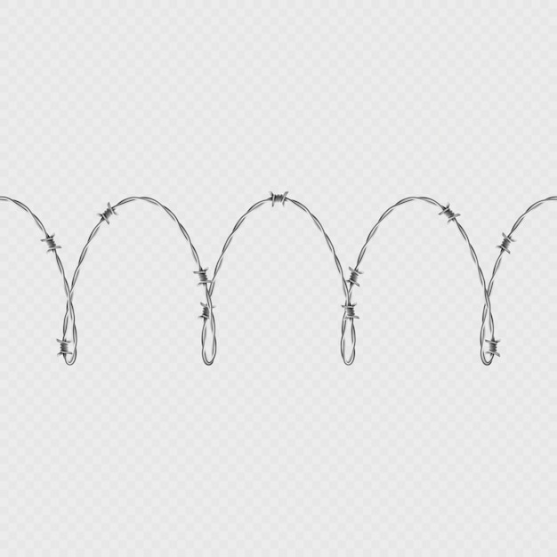 Metal barbed wire horizontal seamless border template and elements object.