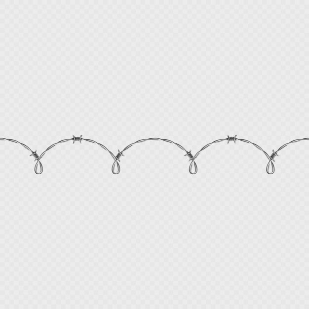 Vector metal barbed wire horizontal seamless border