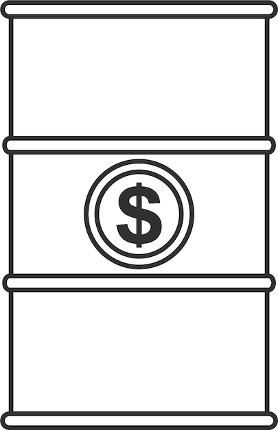 Metal Barrel with Dollar Sign Icon. Vector Illustration.