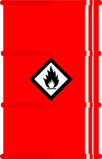 Metal Barrel with Flammable Substance Icon. Vector Illustration.