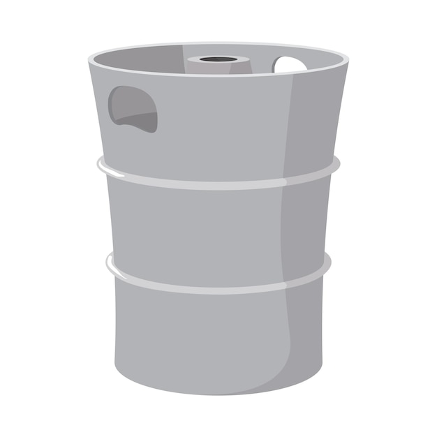 Vector metal beer keg cartoon icon on a white background