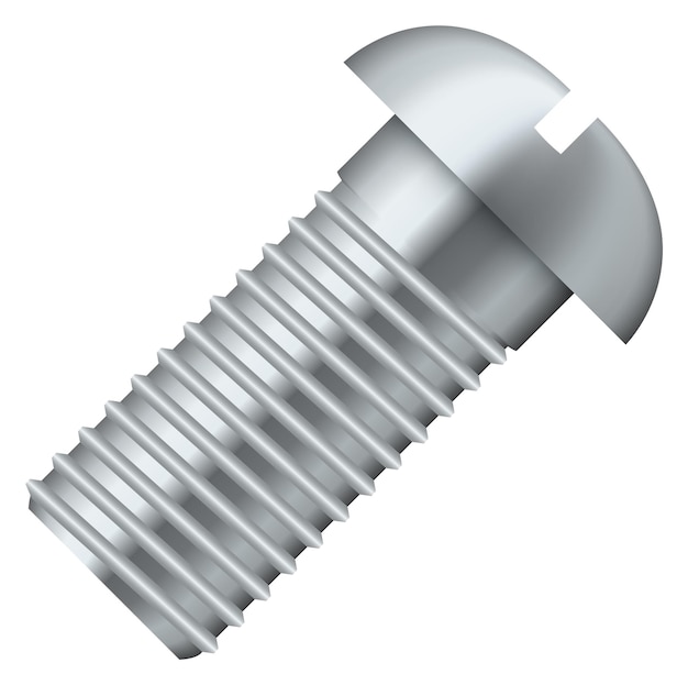 Vector metal bolt mockup realistic steel slotted fastener