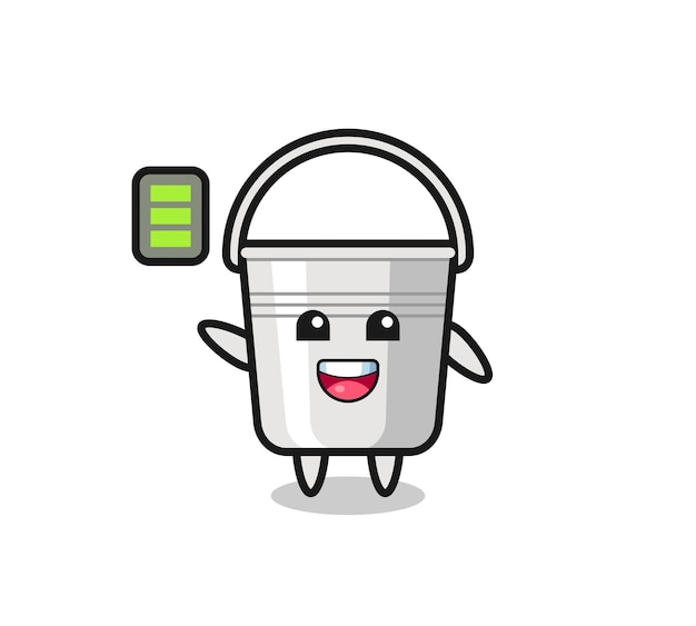 Metal bucket mascot character with energetic gesture , cute style design for t shirt, sticker, logo element