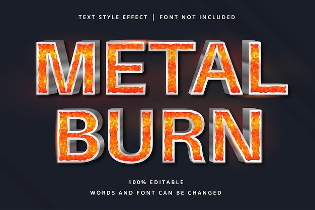 Редактируемый текстовый эффект metal burn