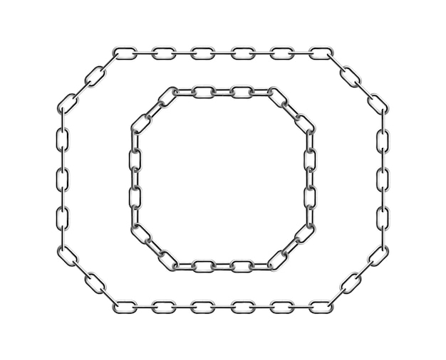 다각형 모양의 실버 체인 벡터 일러스트 레이 션의 금속 체인 프레임 현실적인 구성