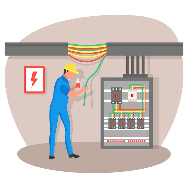 Vector metal-clad high voltage switchgear cabinet concept power distribution panel board vector icon design