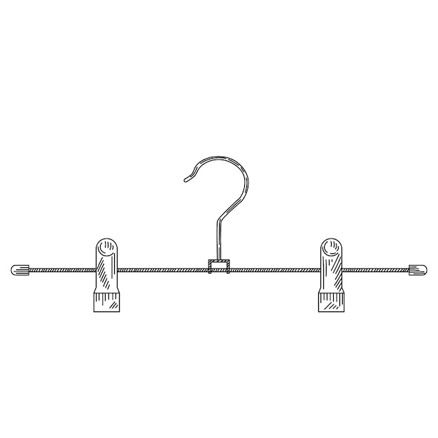 Premium Vector Metal coat hanger with clothespins in vintage engraved