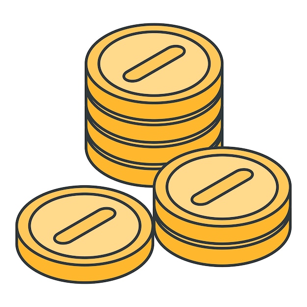 Metal coins stack icon Isometric of metal coins stack vector icon for web design isolated on white background