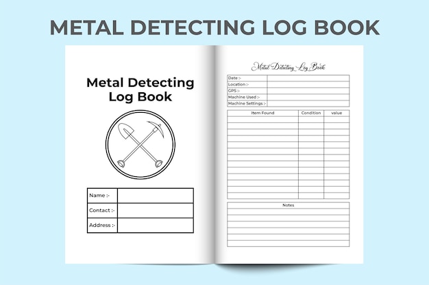 金属探知ノートブックkdpインテリア掘り出し作業場所とアイテム情報トラッカーテンプレートkdpインテリアログブック金属探知機情報と作業活動チェッカーインテリア