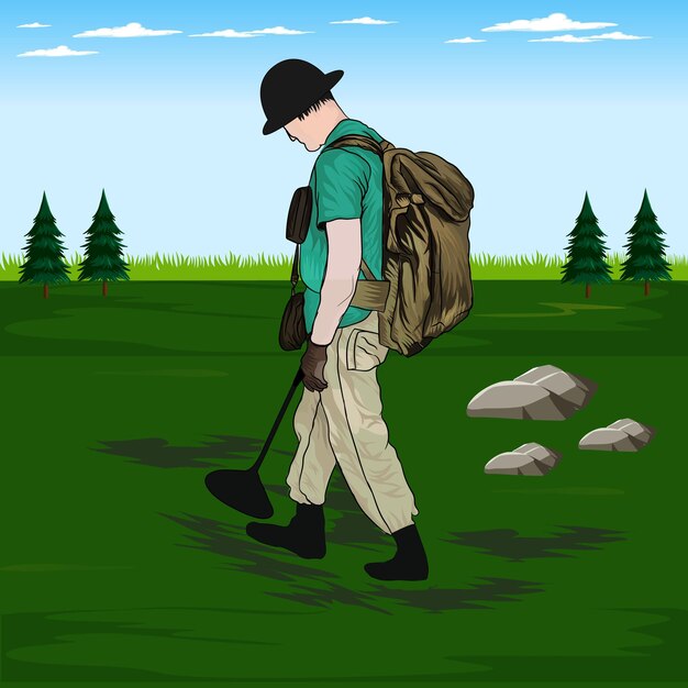 Vector metal detecting vector illustration